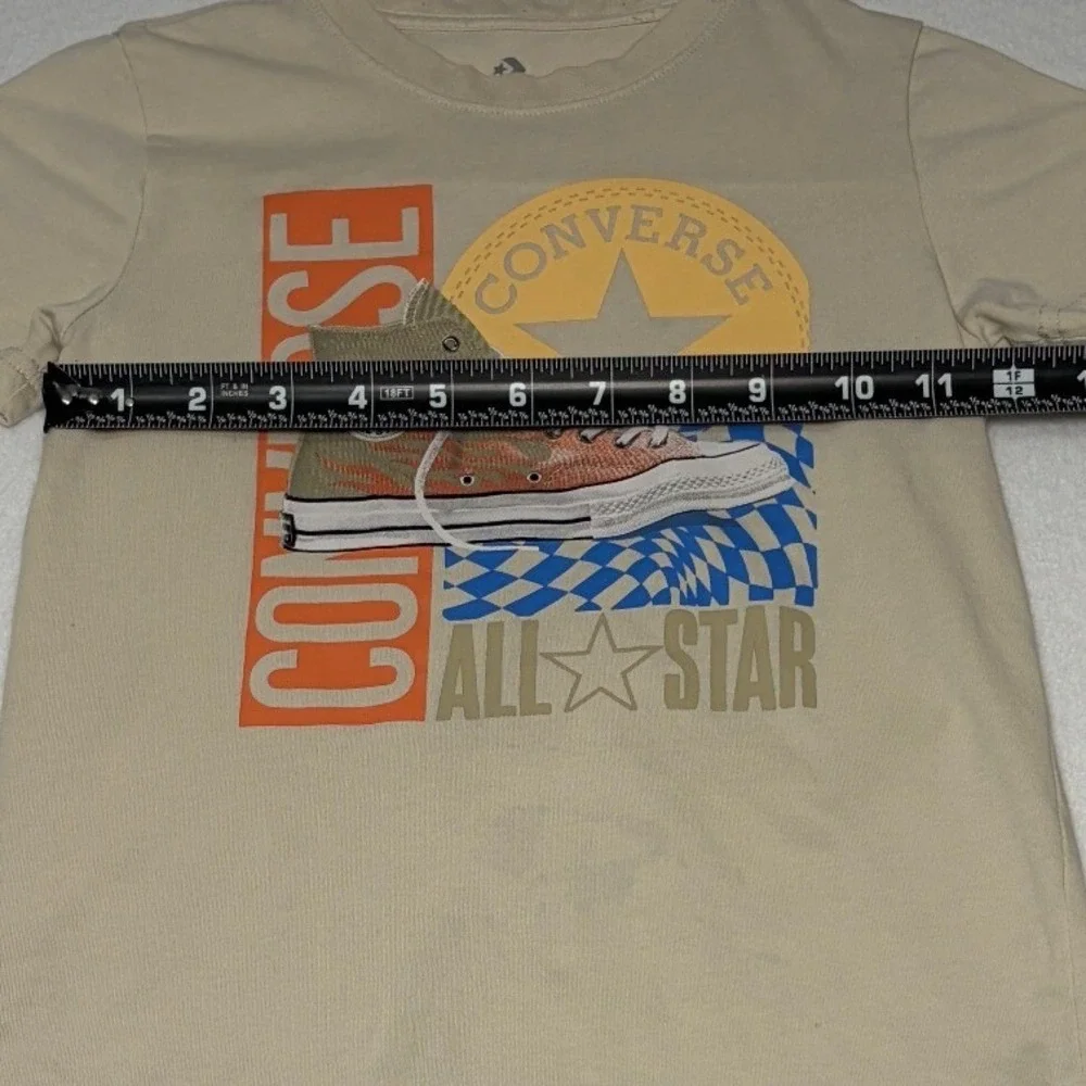 Converse All Star Chuck Taylor Graphic T-Shirt Tan Beige Kids Size 6